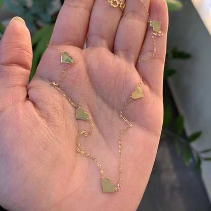 Gargantilha Corações em Ouro Amarelo 18K-750