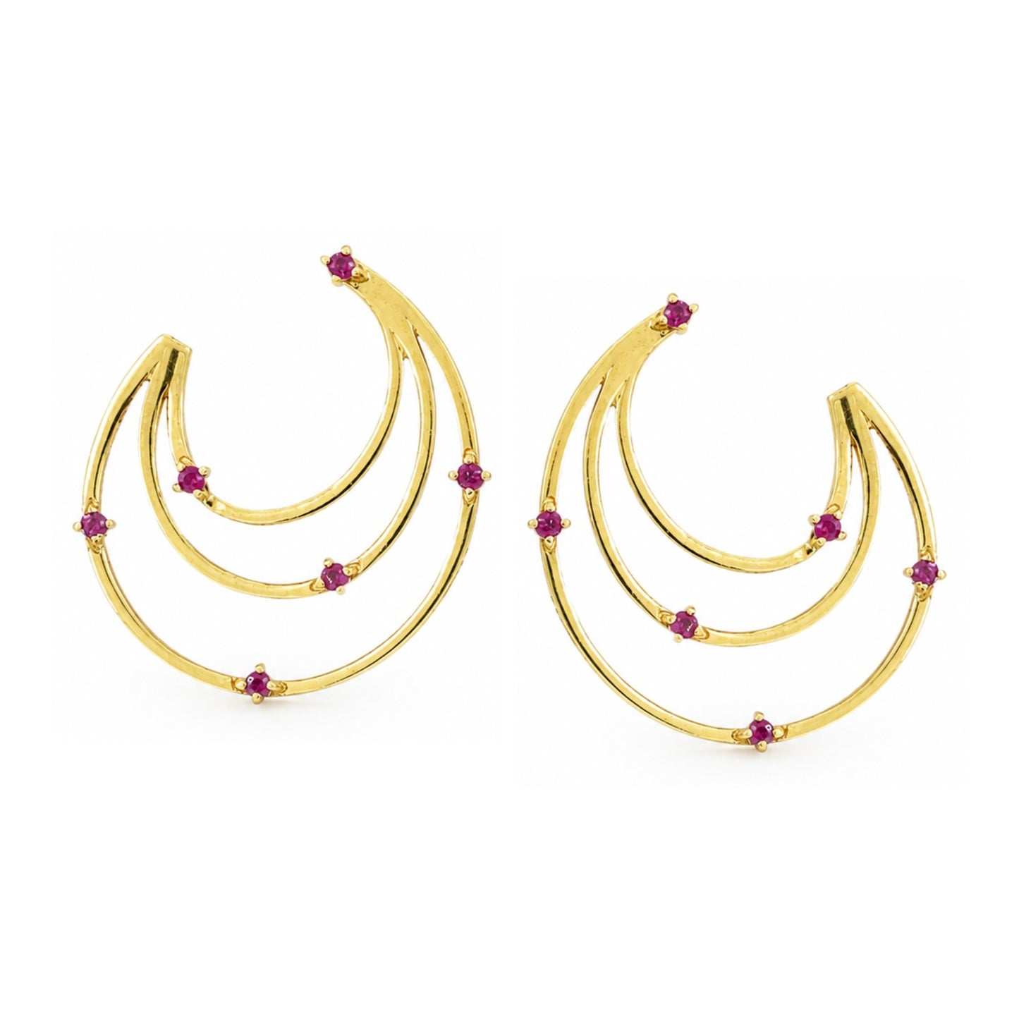 Brinco Luna em Ouro Amarelo 18K, com rubis