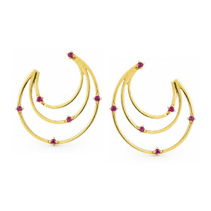 Brinco Luna em Ouro Amarelo 18K, com rubis