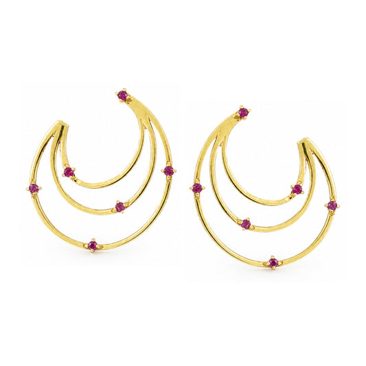 Brinco Luna em Ouro Amarelo 18K, com rubis