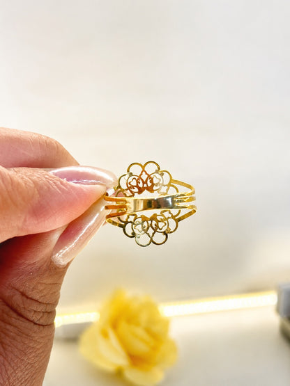 Anel Mandala Oval em Ouro Amarelo 18K