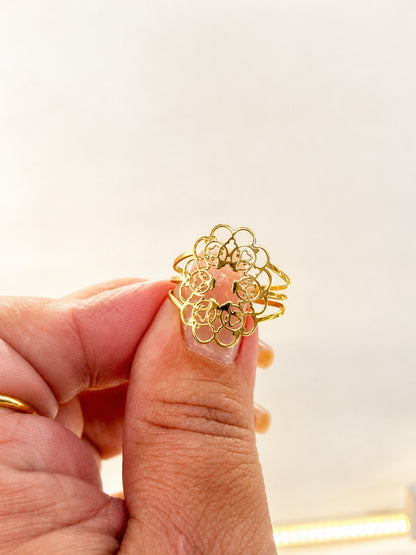 Anel Mandala Oval em Ouro Amarelo 18K