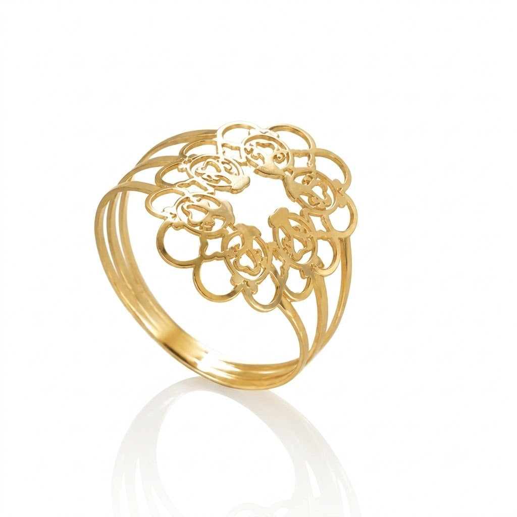 Anel Mandala Oval em Ouro Amarelo 18K