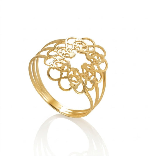 Anel Mandala Oval em Ouro Amarelo 18K