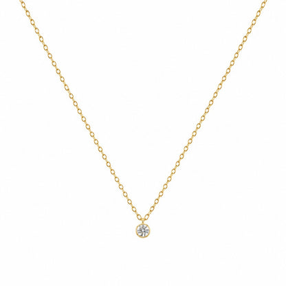 Gargantilha em ouro amarelo 18k, malha americana com 45 cm e moissanite de 4mm