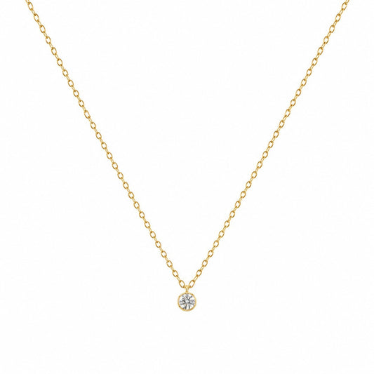 Gargantilha em ouro amarelo 18k, malha americana com 45 cm e moissanite de 4mm