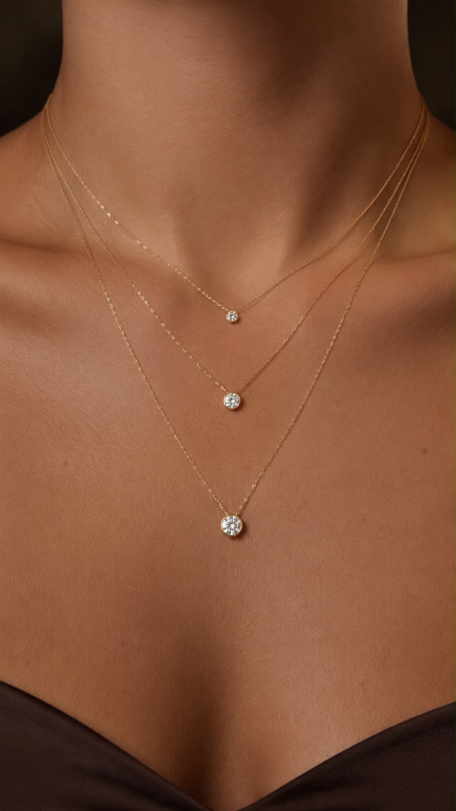 Gargantilha em ouro amarelo 18k, malha americana com 45 cm e moissanite de 4mm