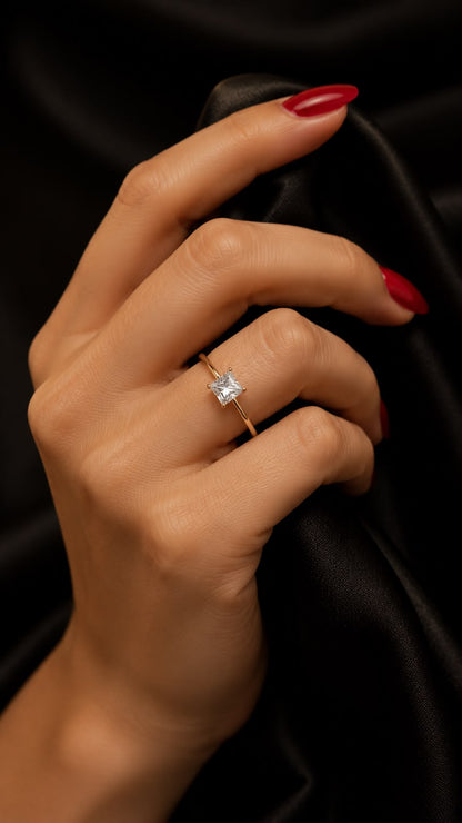 Anel carret com moissanite de 5mm