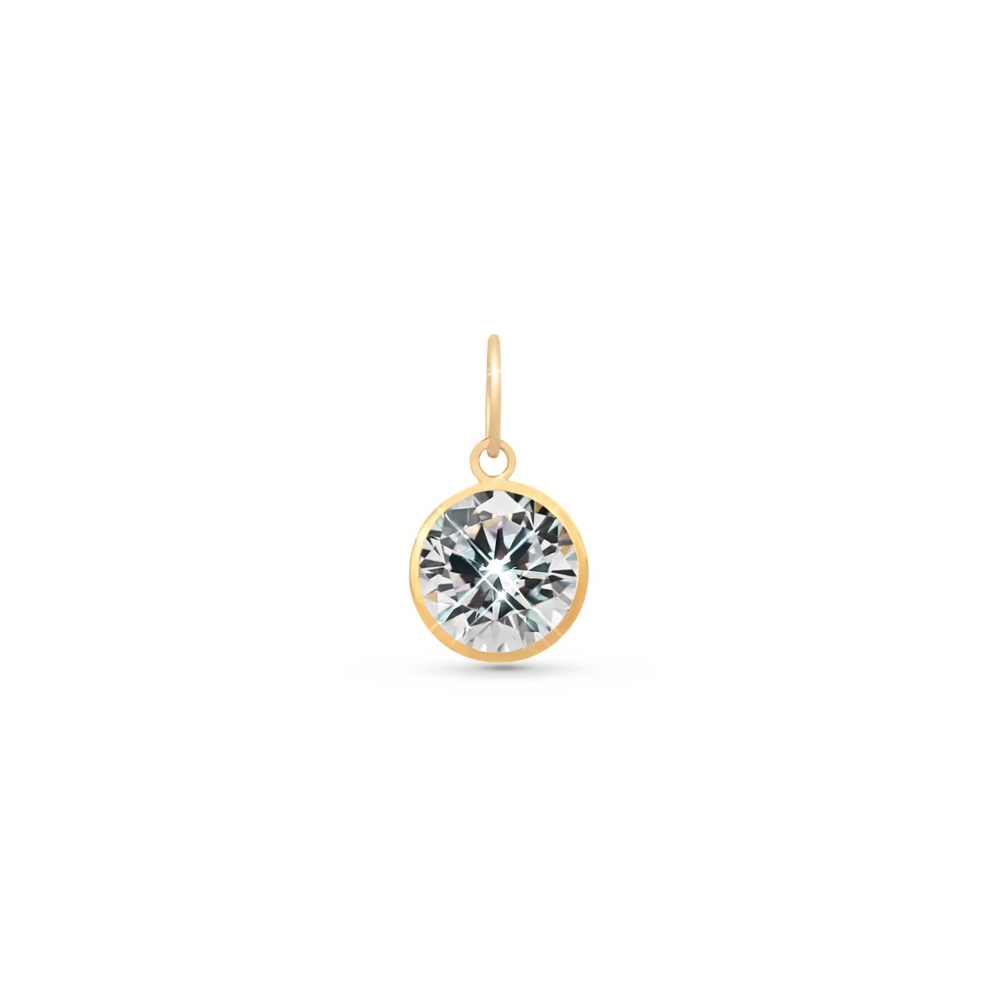 Pingente Ponto de Luz com Zircônia Branca de 6 mm Em Ouro Amarelo 18K