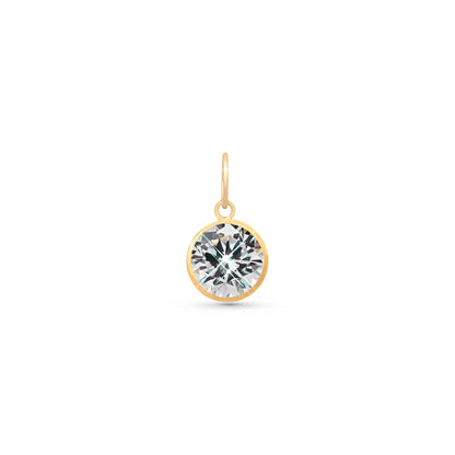 Pingente Ponto de Luz com Zircônia Branca de 6 mm Em Ouro Amarelo 18K