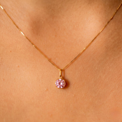 Pingente Ponto de Luz com Zircônia Branca de 6 mm Em Ouro Amarelo 18K