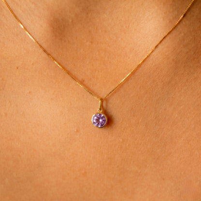 Pingente Ponto de Luz com Zircônia Branca de 6 mm Em Ouro Amarelo 18K