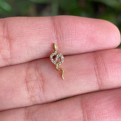 Piercing em Ouro Amarelo 18k para Orelha – Cobra