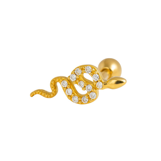 Piercing em Ouro Amarelo 18k para Orelha – Cobra