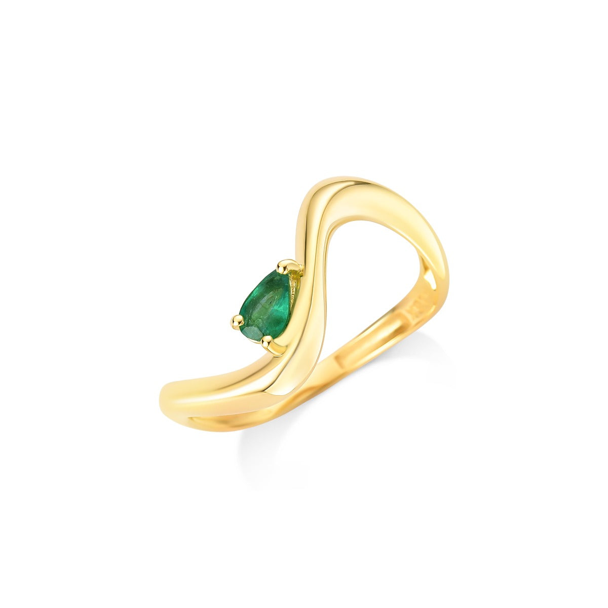 Anel Essenza Esmeralda em ouro amarelo 18k