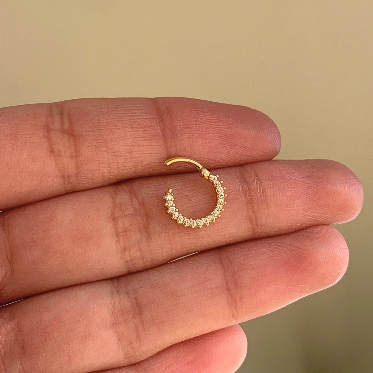 Piercing Zircônias Brancas Ouro Amarelo 18K