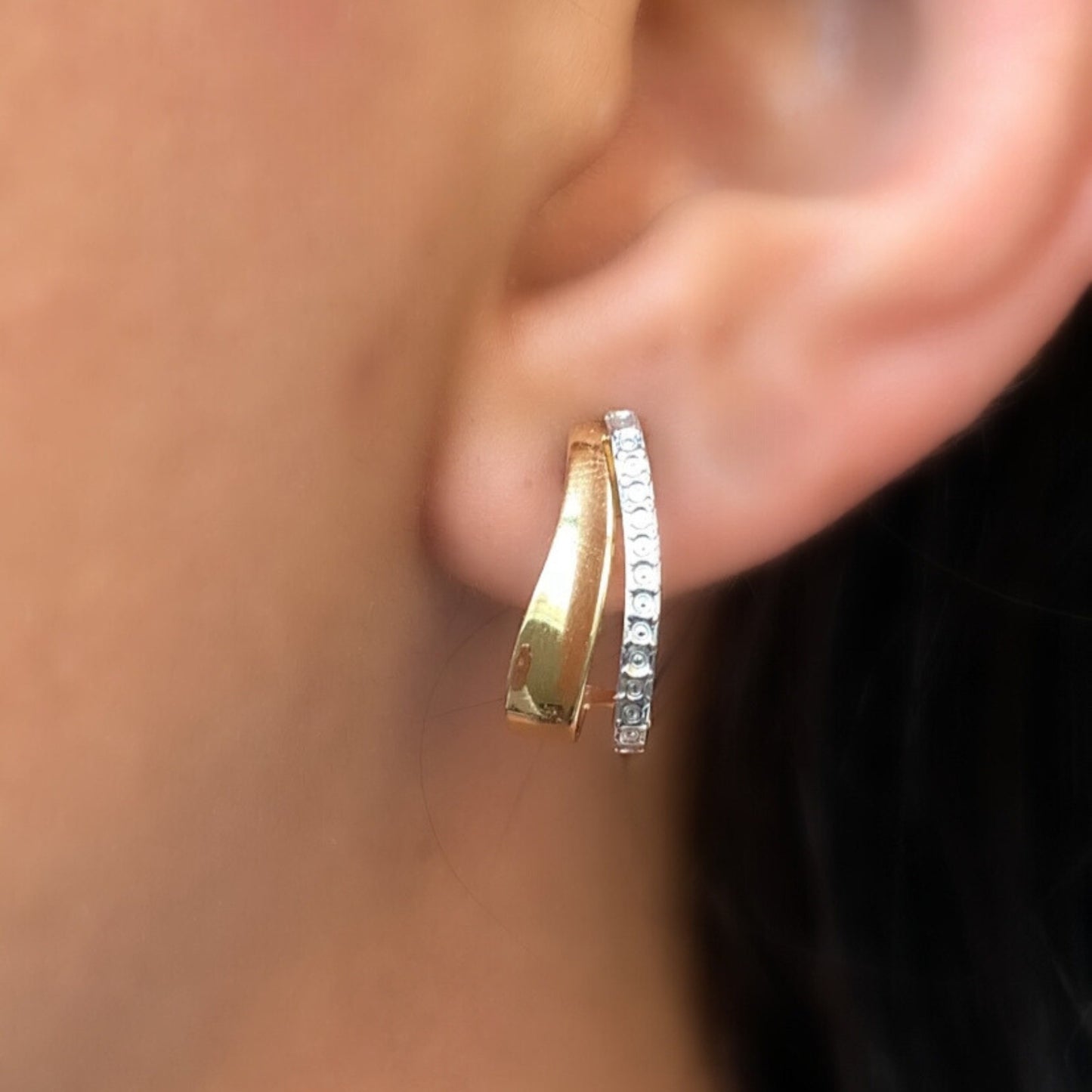 Brinco Breese Coleção FIT em Ouro Amarelo e Branco 18k-750 Coleção FIT