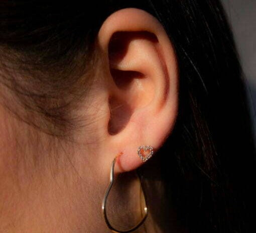 Piercing Coração em Ouro 18K para Orelha