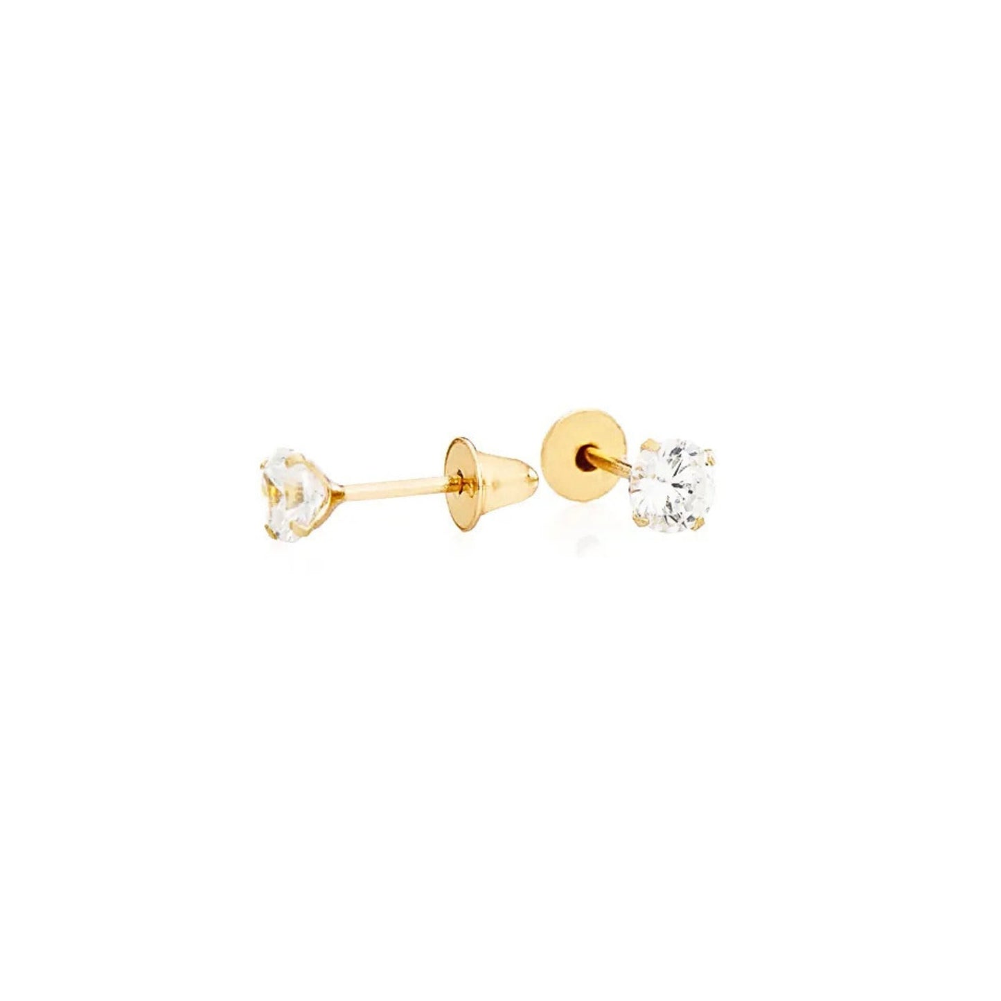 Brinco Cálice Zircônia de 3mm em Ouro Amarelo 18k