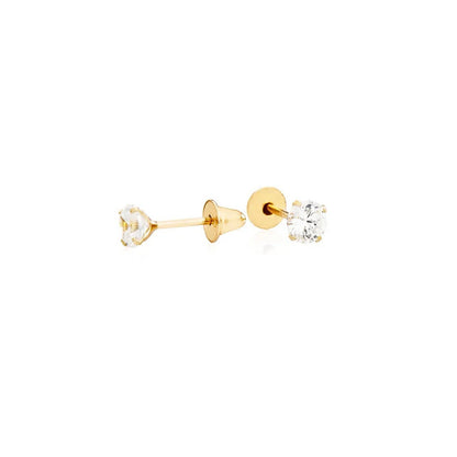 Brinco Cálice Zircônia de 3mm em Ouro Amarelo 18k