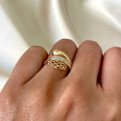 Anel Gocce D'oro em Ouro Amarelo 18K-750, com zircônias