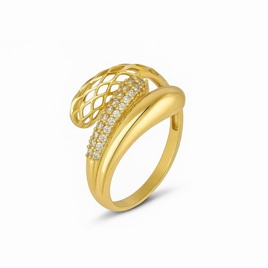 Anel Gocce D'oro em Ouro Amarelo 18K-750, com zircônias