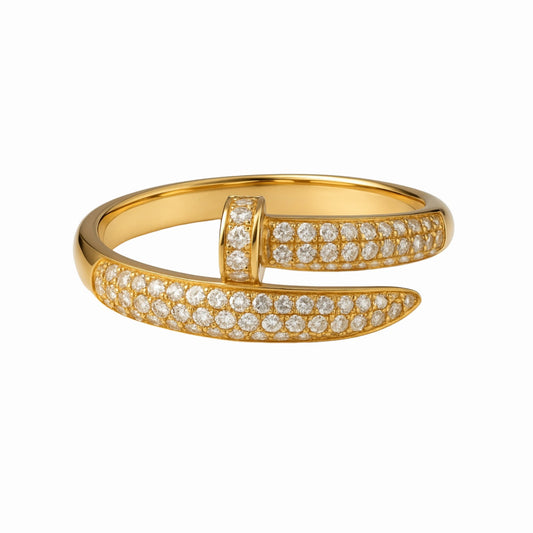 Anel Prego Cravejado em Ouro Amarelo 18K-750