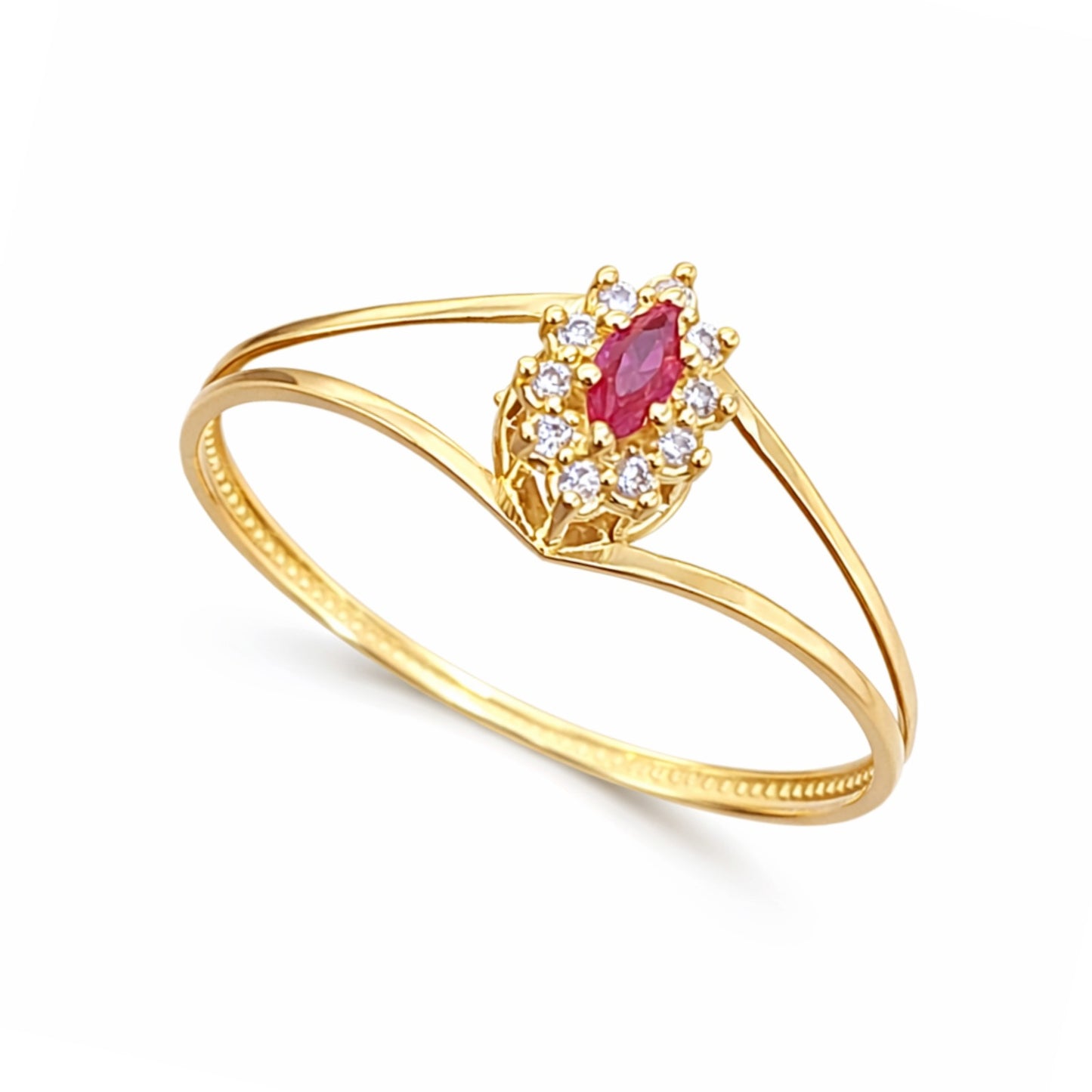 Anel Victoria em Ouro Amarelo 18K-750, com zircônias