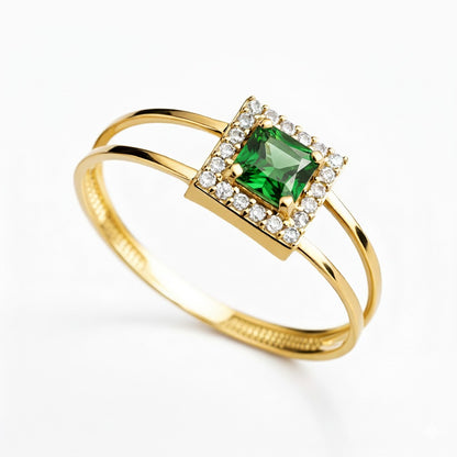 Anel Brillante em Ouro Amarelo 18K-750, com zircônias