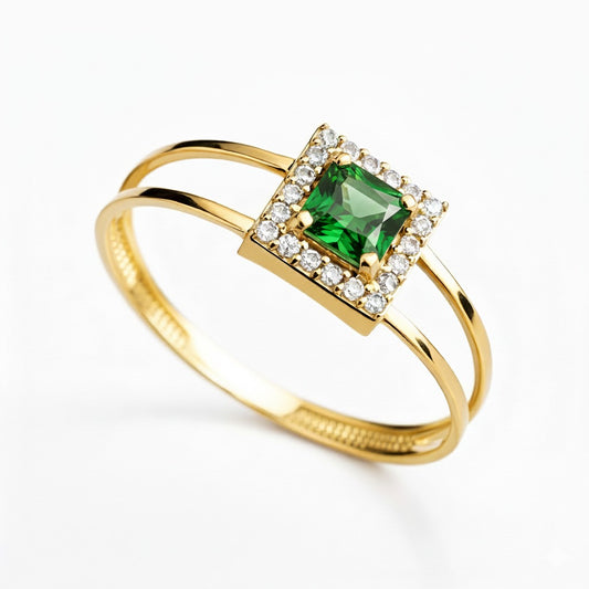 Anel Brillante em Ouro Amarelo 18K-750, com zircônias