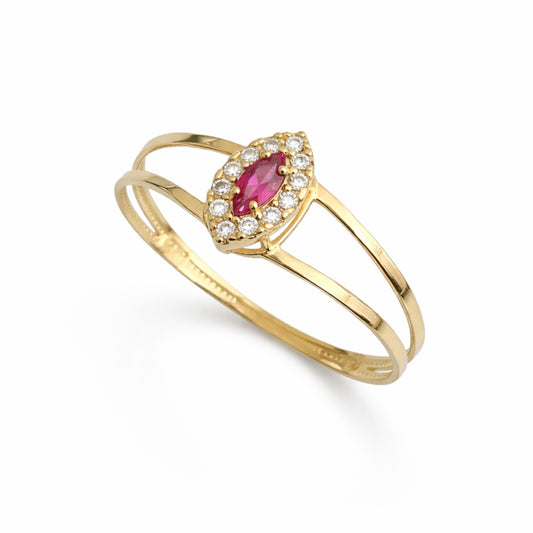 Anel Victoria em Ouro Amarelo 18K-750, com zircônias