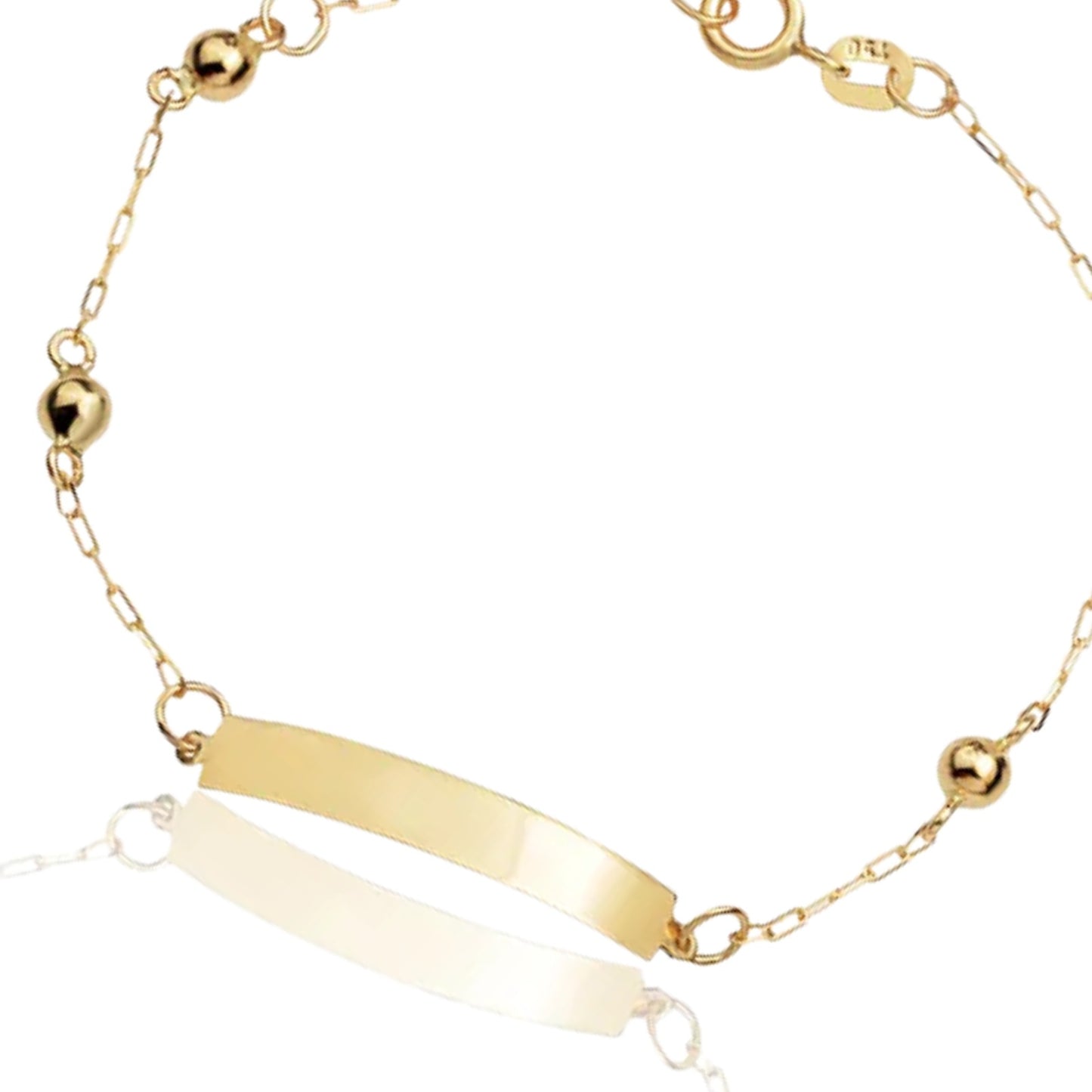 Pulseira Infantil Chapa Com Bolas em Ouro Amarelo 18K-750