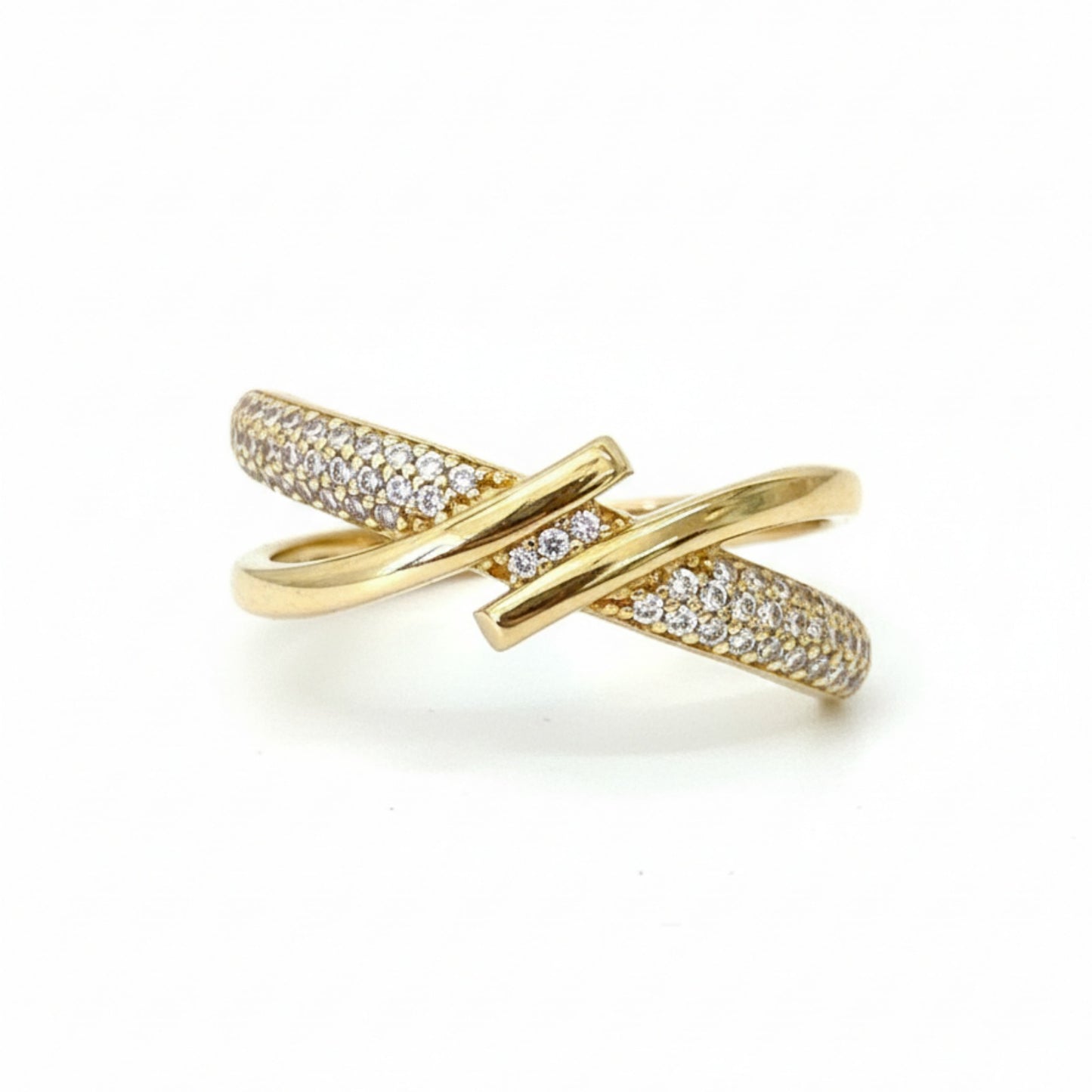 Anel Nexus em Ouro Amarelo 18K-750, com zircônias