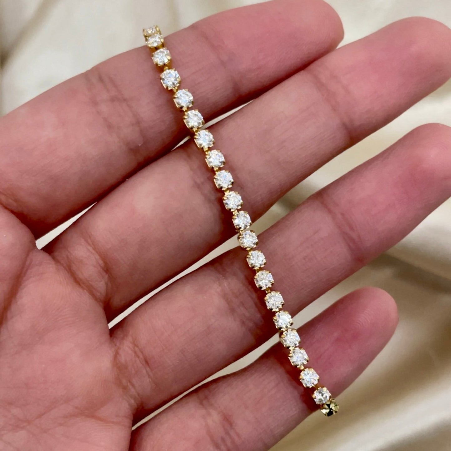 Pulseira Riviera com Zircônias Brancas em Ouro Amarelo 18K-750