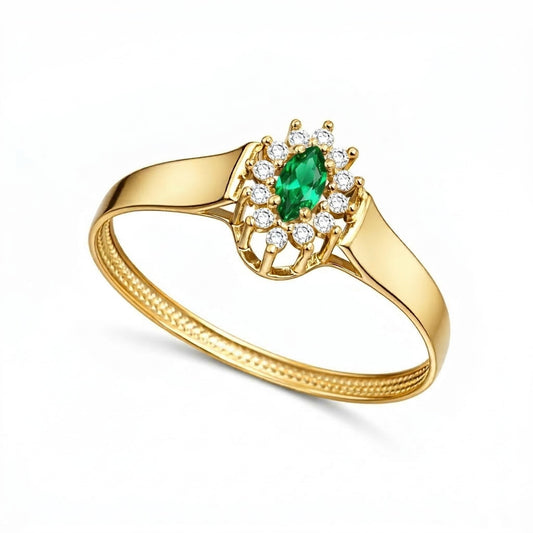 Anel Insigne em Ouro Amarelo 18K-750, com zircônias