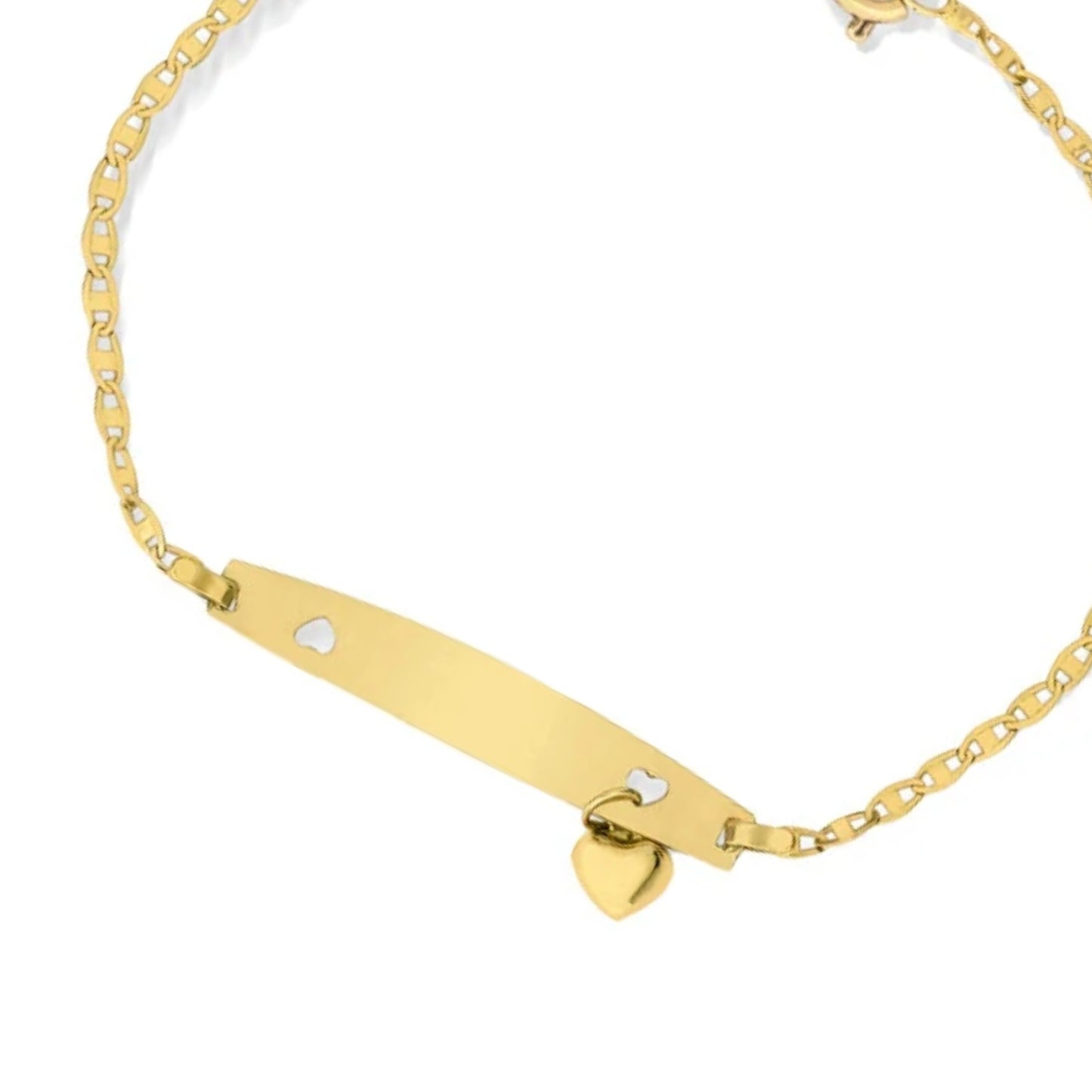 Pulseira Infantil Chapa com Corações em Ouro Amarelo 18K-750