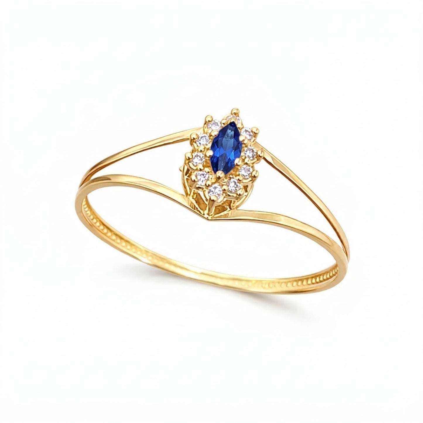 Anel Victoria em Ouro Amarelo 18K-750, com zircônias