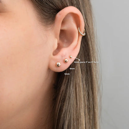 Brinco Bola 3mm em Ouro Amarelo 18k