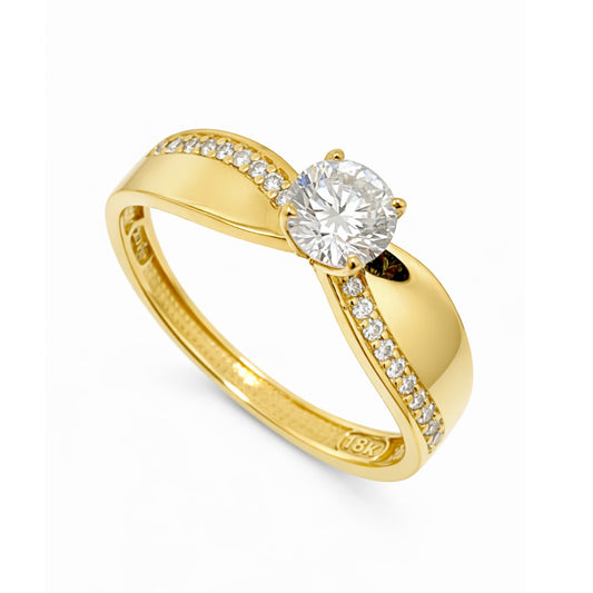 Anel Sirius em Ouro Amarelo 18K-750, com zircônias