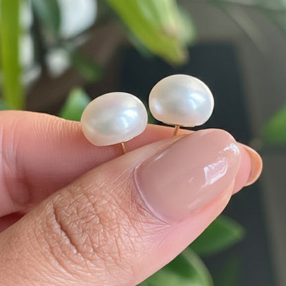 Brinco Pérola Botão em Ouro Amarelo 18k, 10mm