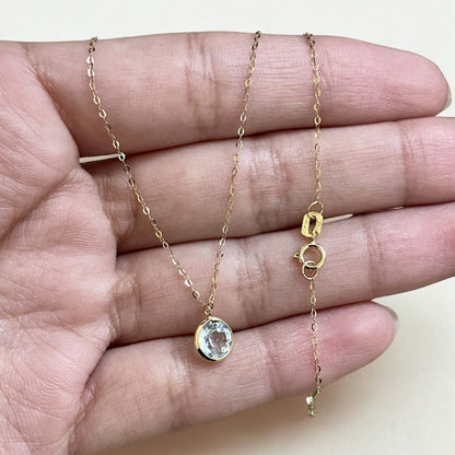 Gargantilha Soft Blue em Ouro Amarelo 18k, com água-marinha