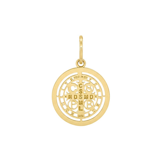 Pingente Medalha de São Bento em Ouro Amarelo 18k-750