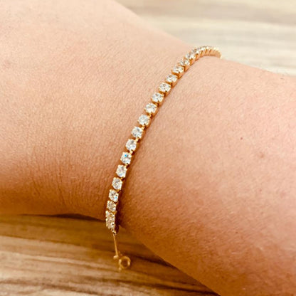 Pulseira Riviera com Zircônias Brancas em Ouro Amarelo 18K-750