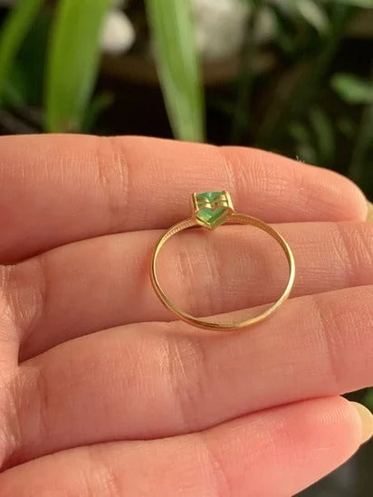 Anel Valentina Verde Ouro Amarelo 18K-750