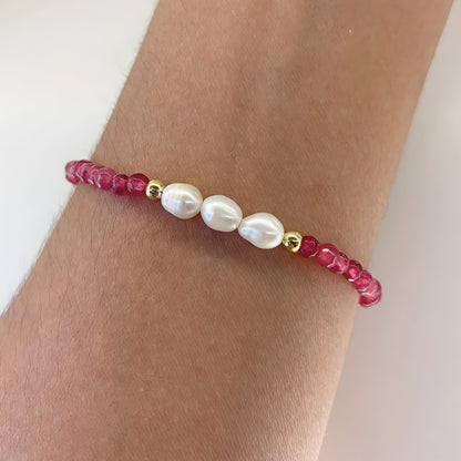 Pulseira com Pérolas Barrocas e Jade em Ouro 18K-750