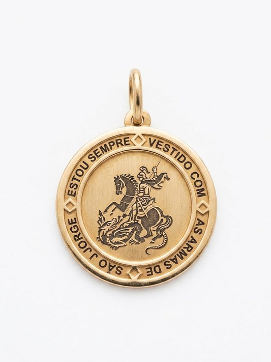 Pingente Medalha de São Jorge com oração no verso