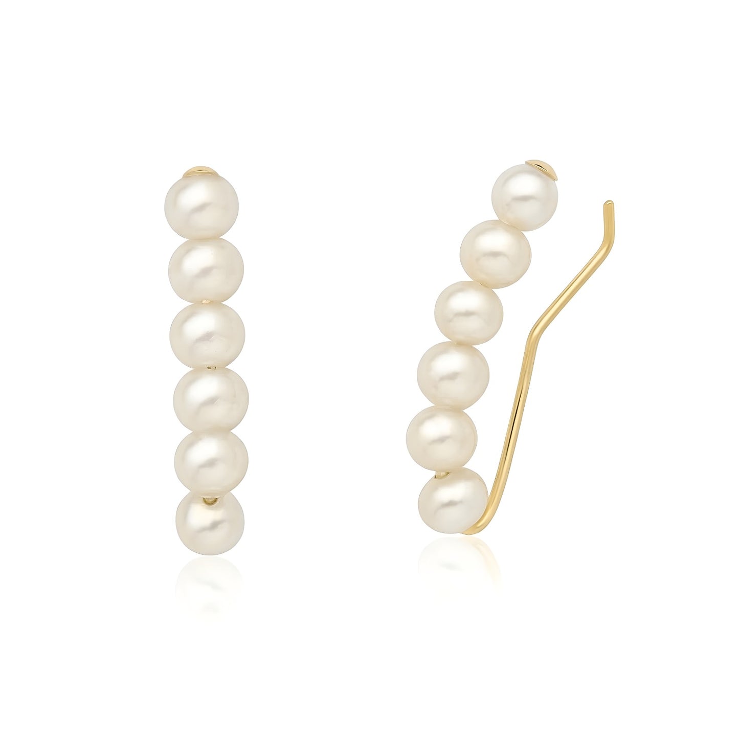 Brinco Ear Cuff com Pérolas em Ouro Amarelo 18k