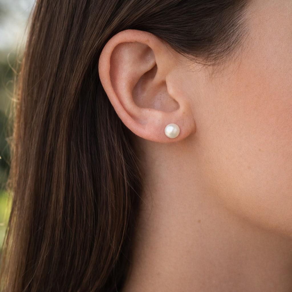 Brinco Pérola 7mm em Ouro Amarelo 18k