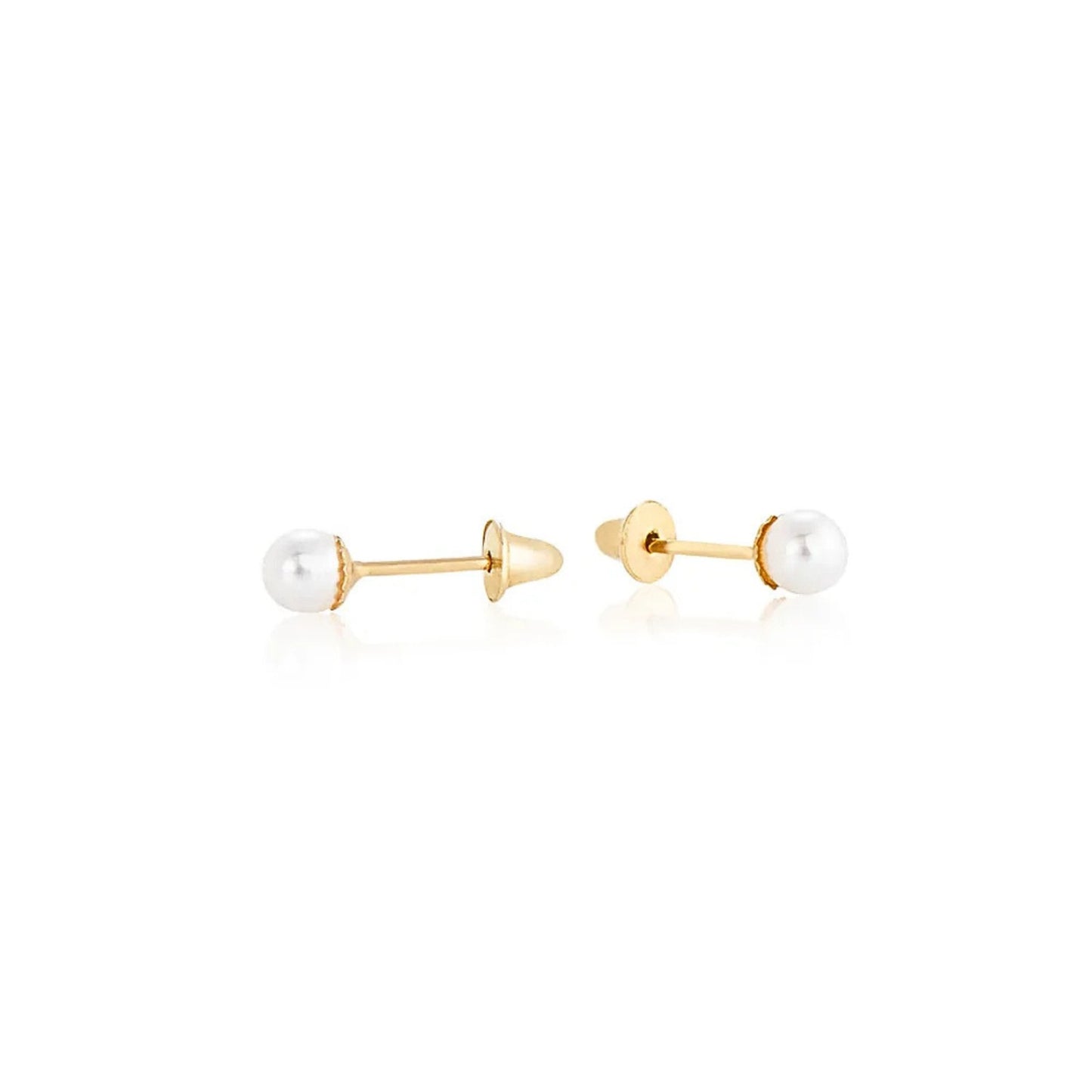 Brinco Pérola 3mm em Ouro Amarelo 18k