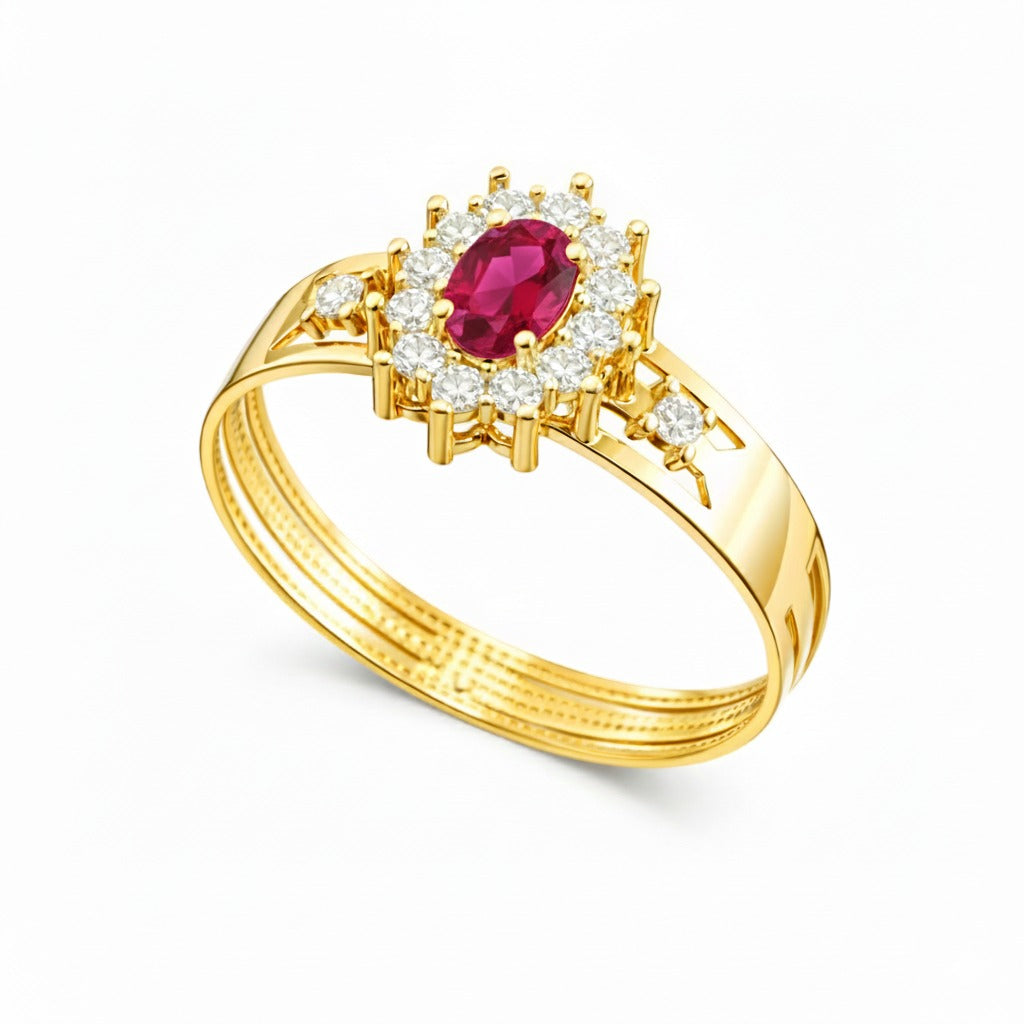 Anel Dux em Ouro Amarelo 18K-750, com zircônias